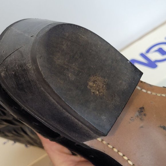 Vintage Acme Cowboy Boots Ostrich Print Mens 8.5 EW Black Original Box 80s - Picture 8 of 13